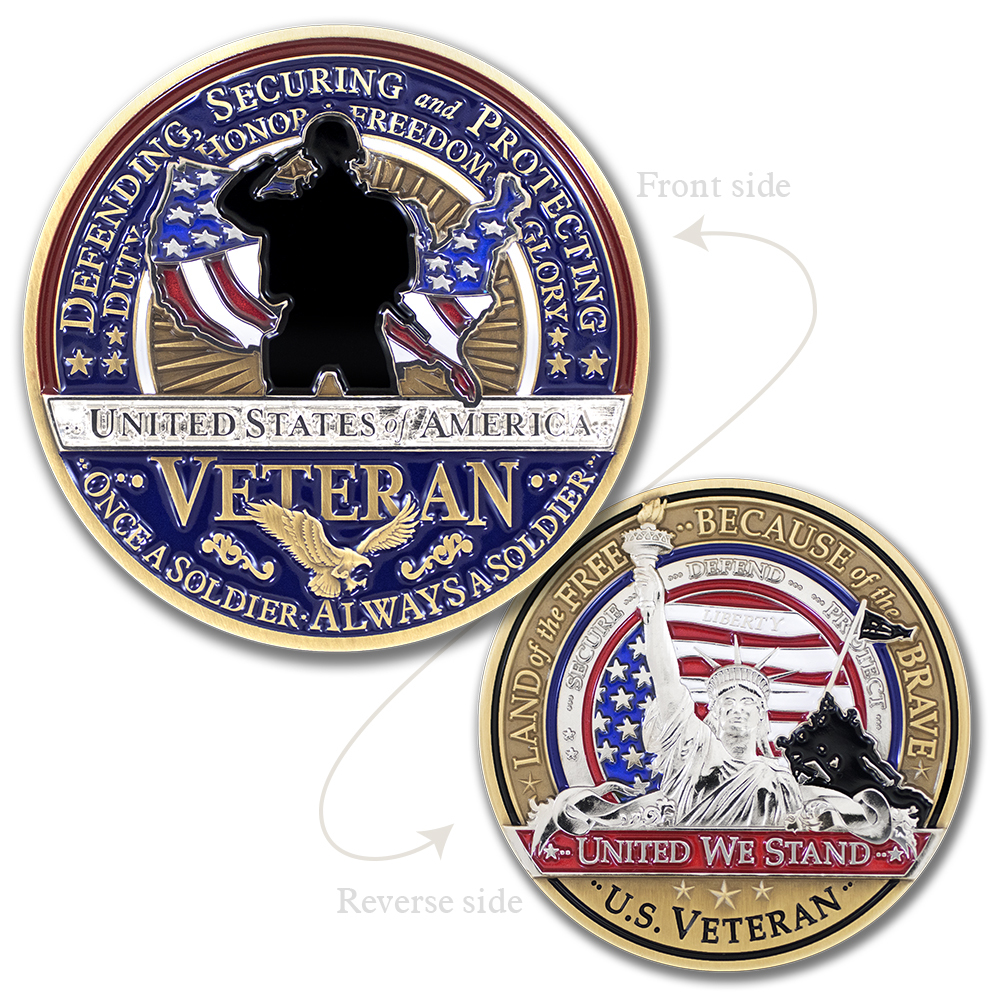 Military Veterans Challenge Coin · Armed Forces Land of the Free ·Freedom Coin