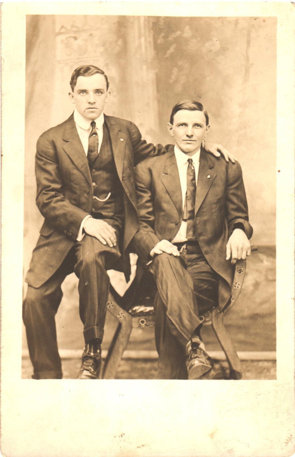 Two Men Friends Brothers Studio Portrait RPPC Real Photo Postcard c. 1910 Unused Two Men Friends Brothers Studio Portrait RPPC Real Photo Postcard c. 1910 Unused