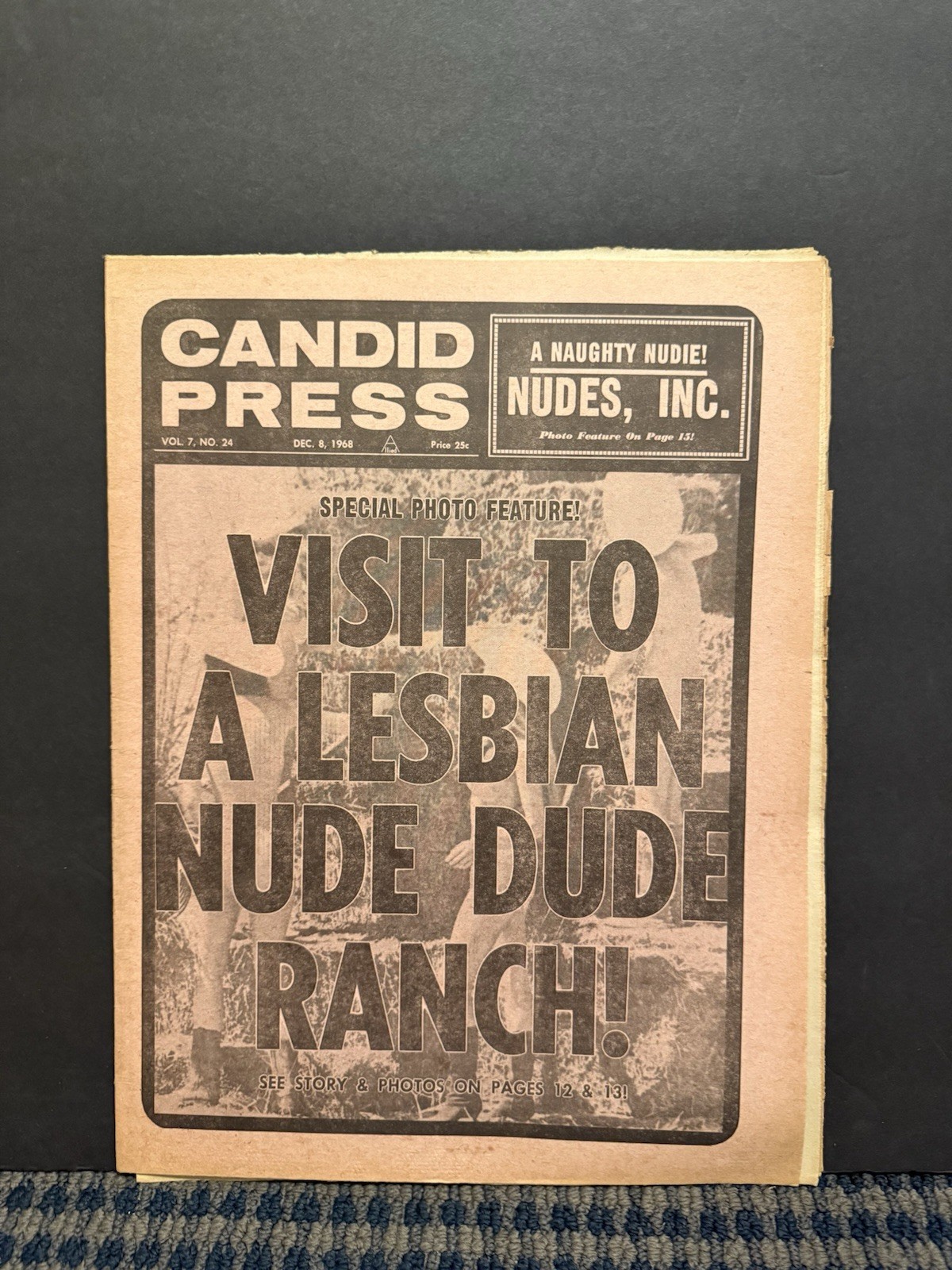 1968 December 8th Candid Press Newspaper, Lesbian Dude Ranch (VRN10D)