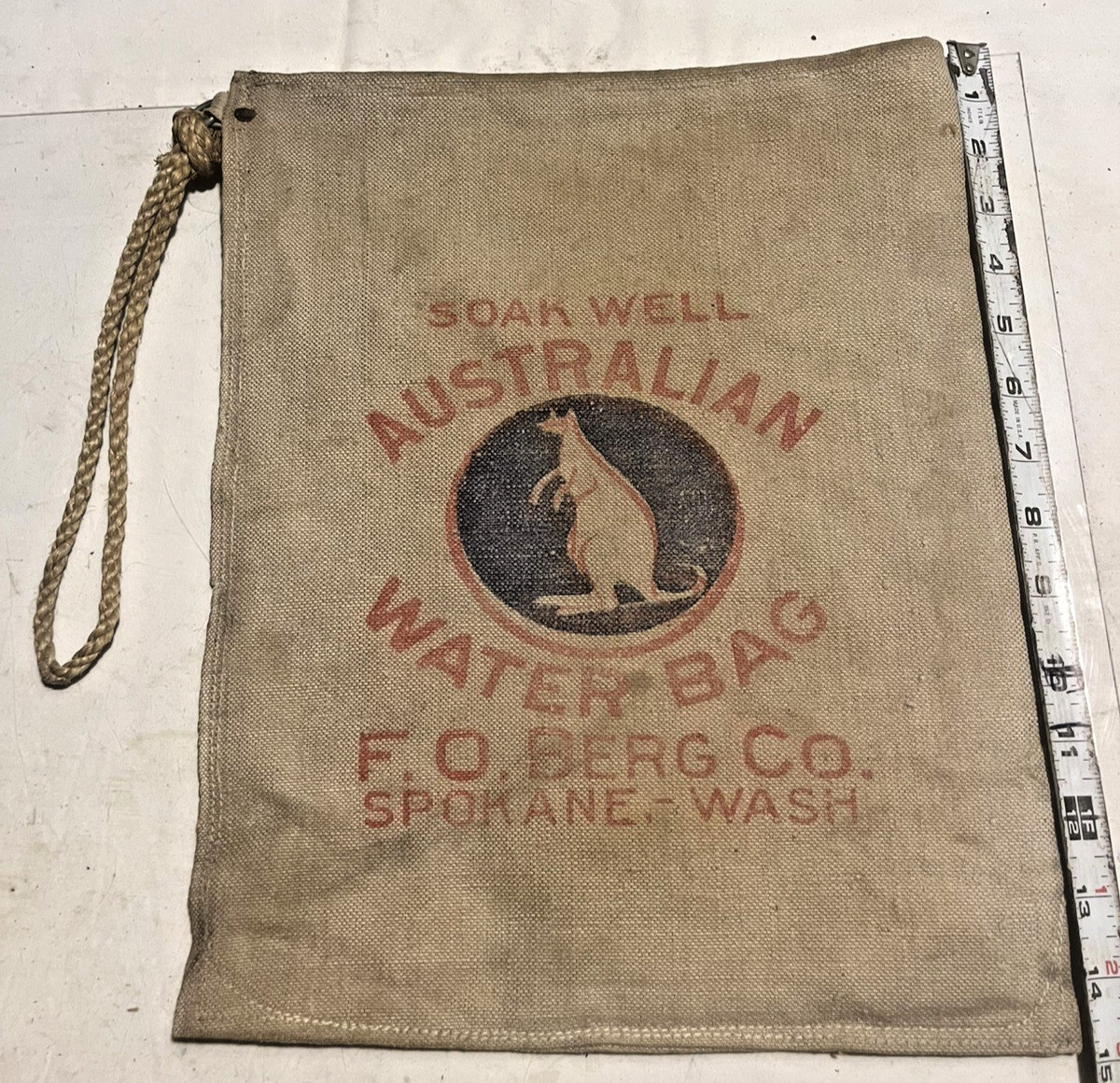 Antq. RARE 1920s North Pacific Railroad Co. Spokane WA. Camping Canvas Water Bag
