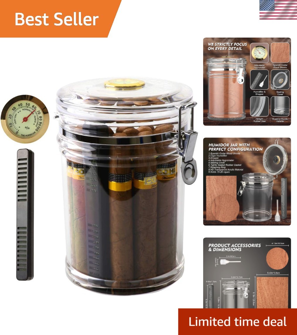 High-Quality Acrylic Cigar Holder with Humidifier - Perfect Gift for Enthusiasts