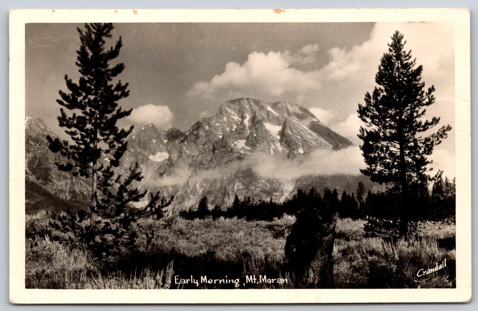 Early Morning Mt. Moran Grand Teton WY RPPC Crandall Photograph Postcard C428