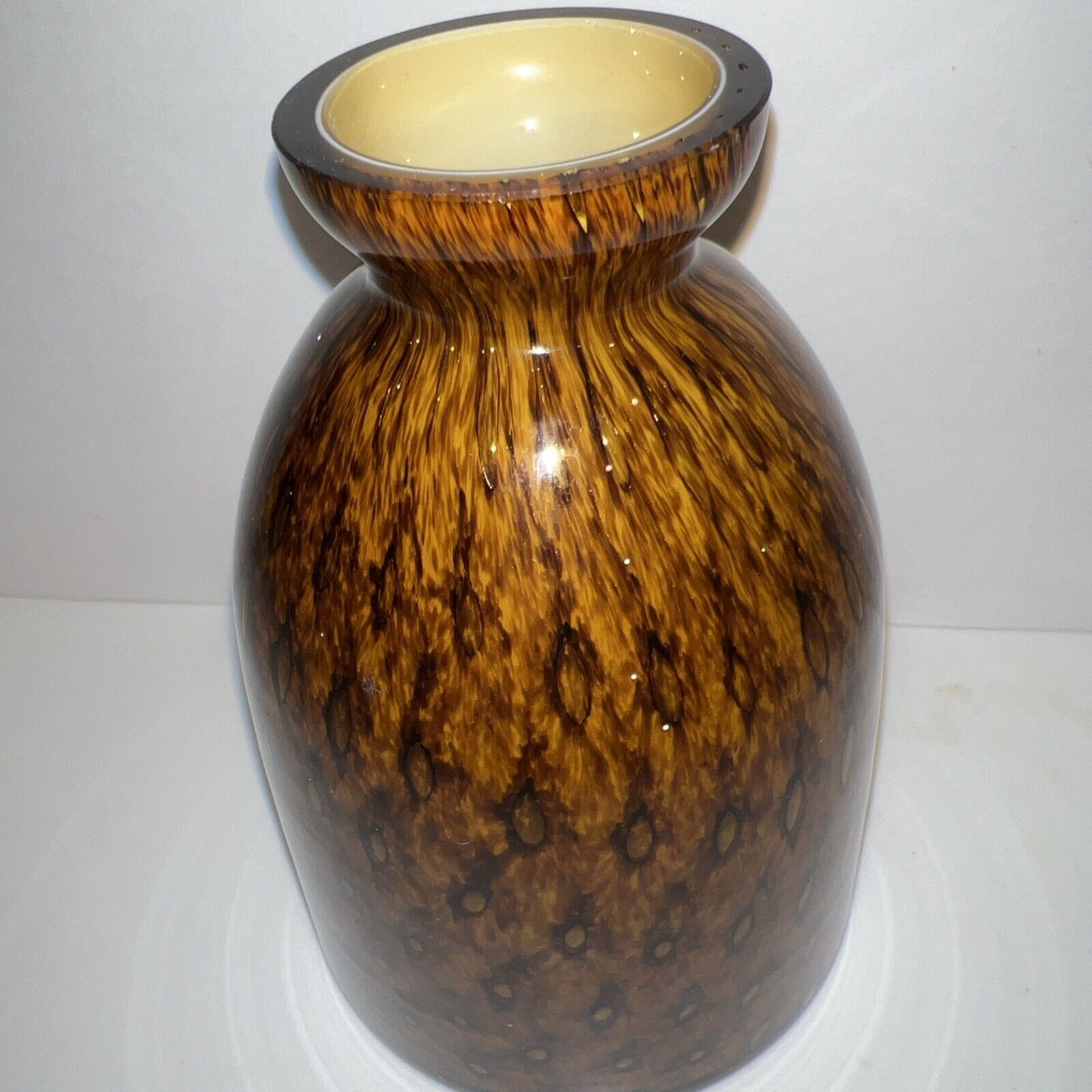 Vintage Tortoise Shell Glass Bud Vase 6” T