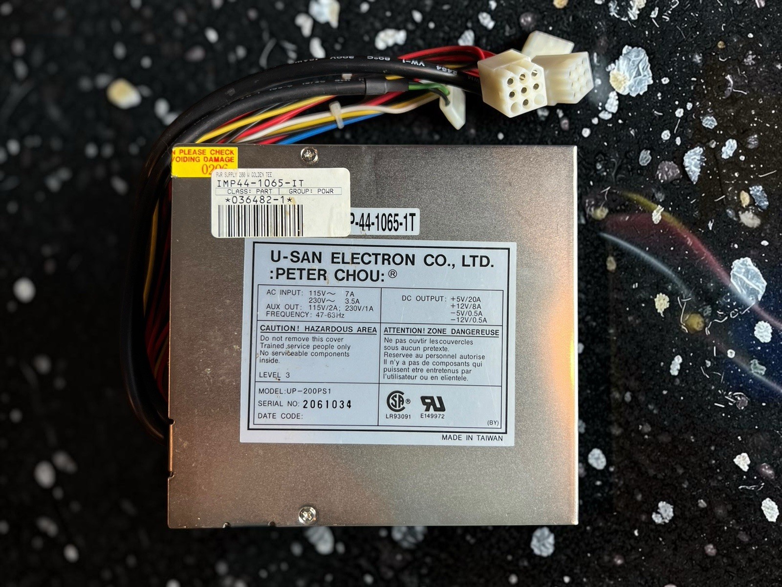 Peter Chou U-San UP-200PS1 200W Arcade Power Supply PSU Coin-Op Untested