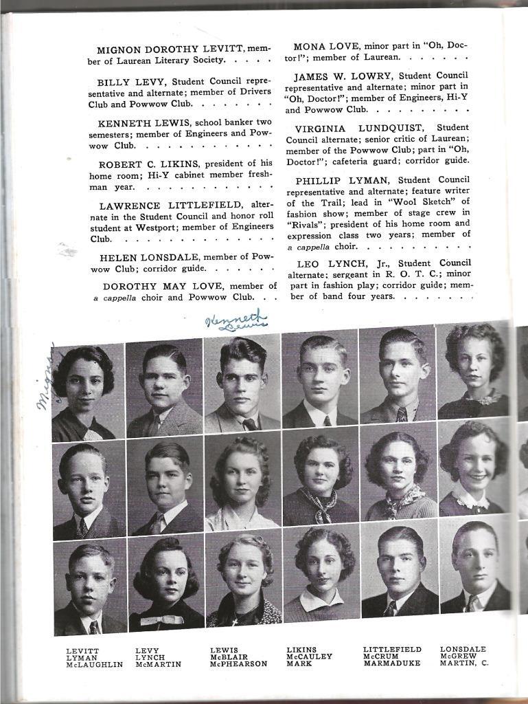 1938 SOUTHWEST HIGH SCHOOL YEARBOOK, THE SACHEM, KANSAS CITY, MISSOURI