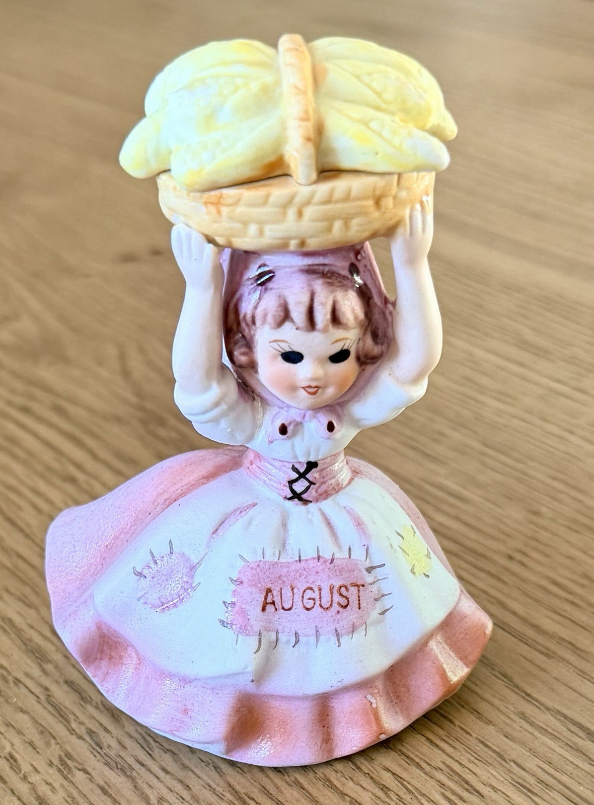 Vintage 1950/1960s Lefton Pink August Birthday Angel Of The Month Figurine