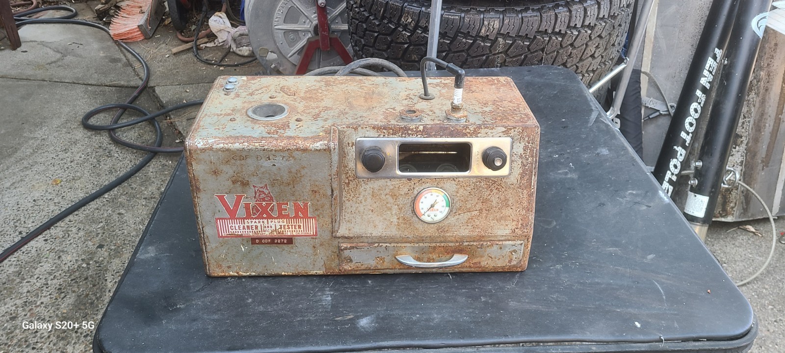 Vintage Vixen Spark Plug Cleaner With Storage Tray Auto Shop Rat Rod Parts 