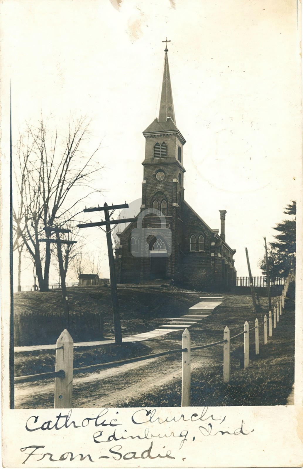 Catholic Church, Edinburg IN Indiana RPPC Photo Postcard COPY