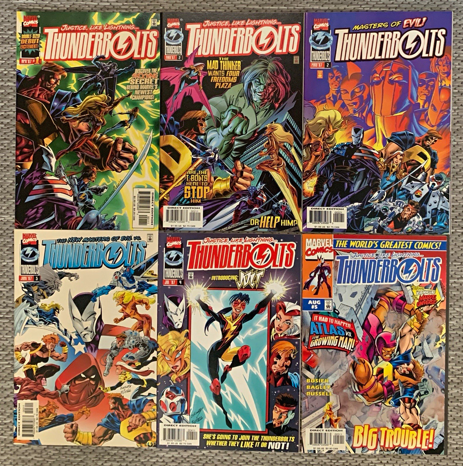 MARVEL Comics Lot THUNDERBOLTS #1 2 2 3 4 5 VF/NM 1st Series 1997 1st Jolt