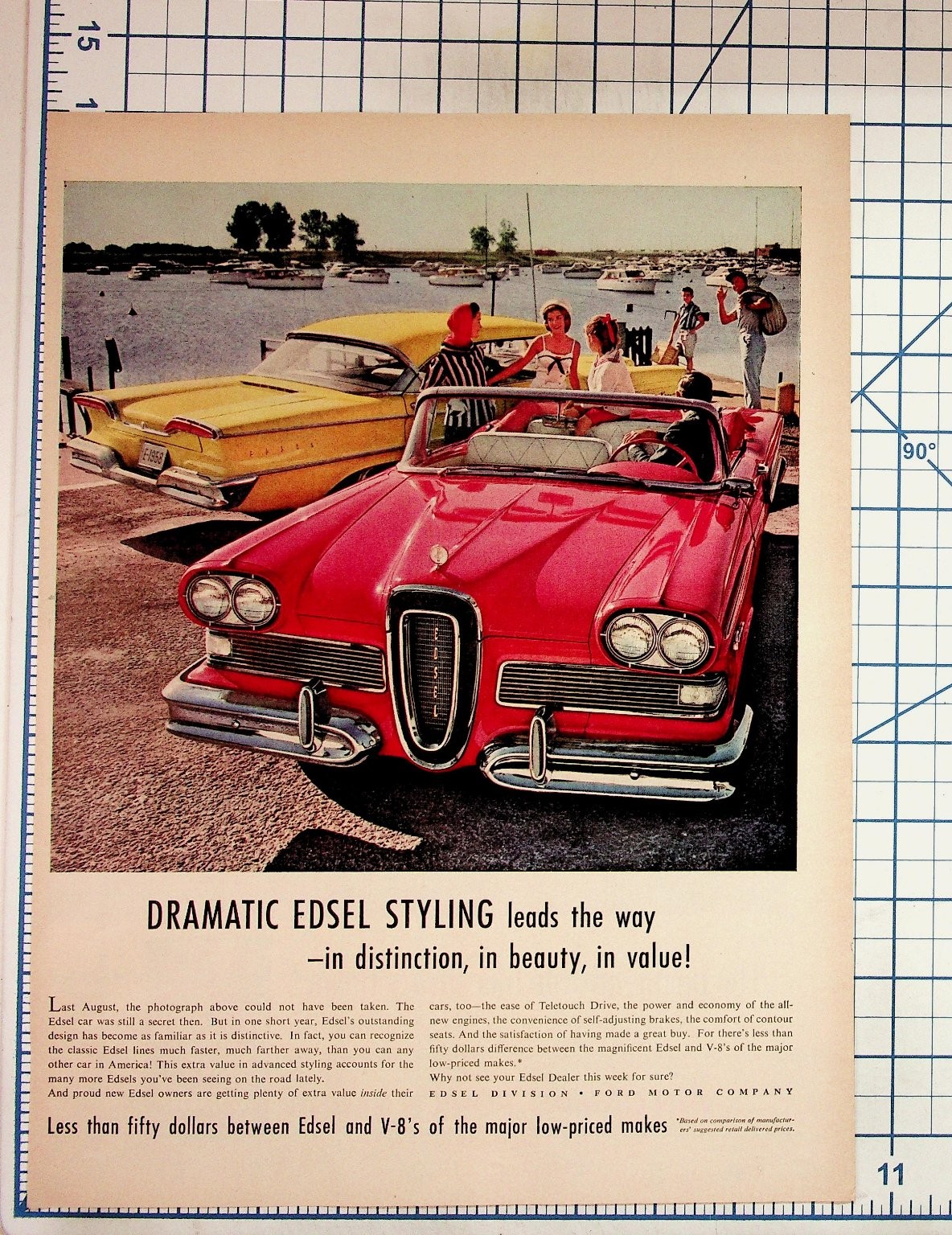 1958 Edsel Cars Original Magazine Ad - Dramatic Styling Ford Motor Co.