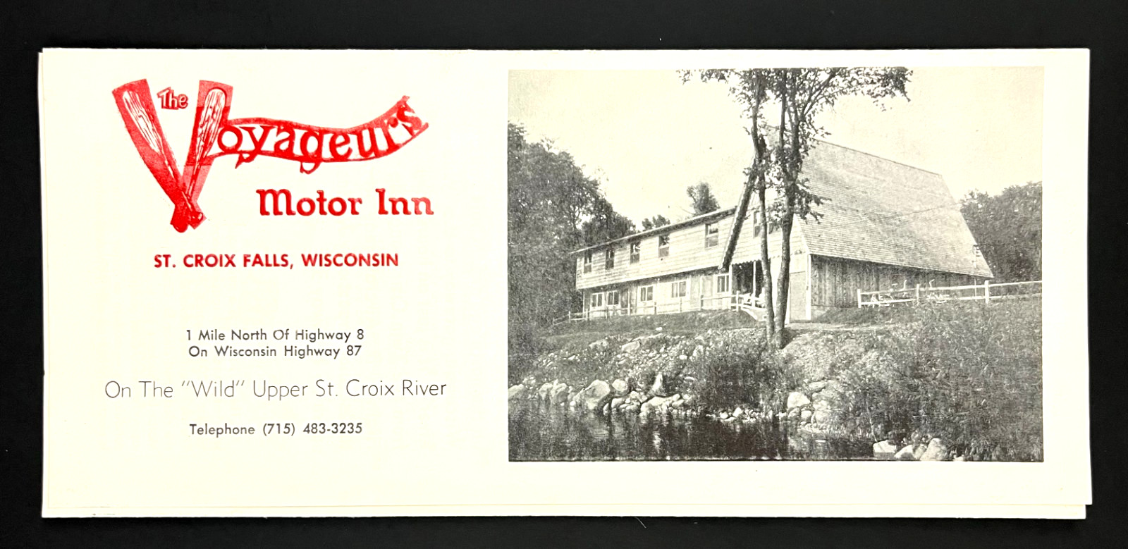 1960s St Croix Falls Wisconsin Voyageur Motor Inn Lodge Vintage Travel Brochure