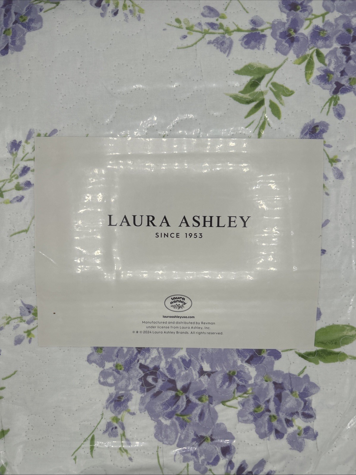 NEW Laura Ashley Queen Lilac Green White Quilt Set 100% Cotton Matching Shams NEW Laura Ashley Queen Lilac Green White Quilt Set 100% Cotton Matching Shams