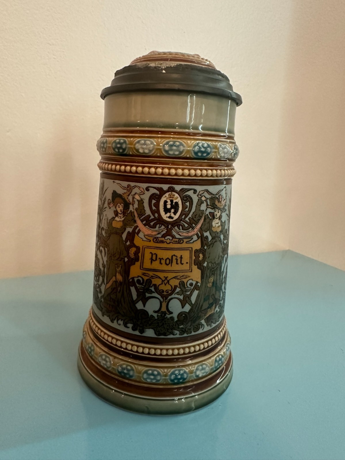 Mettlach  “Serving Women” Beer Stein Antique Early 1900s/ Late 1800s