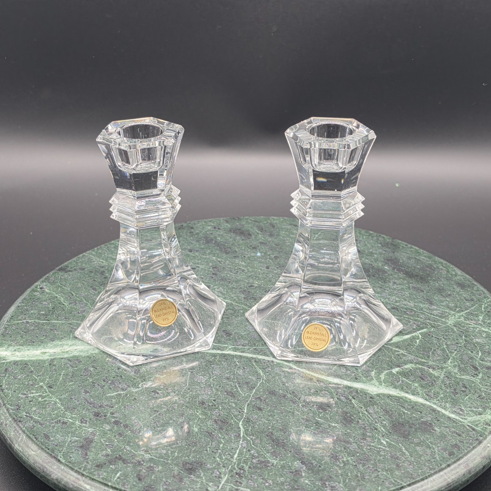 Bleikristall 24% Lead Crystal Candle Holders Pair