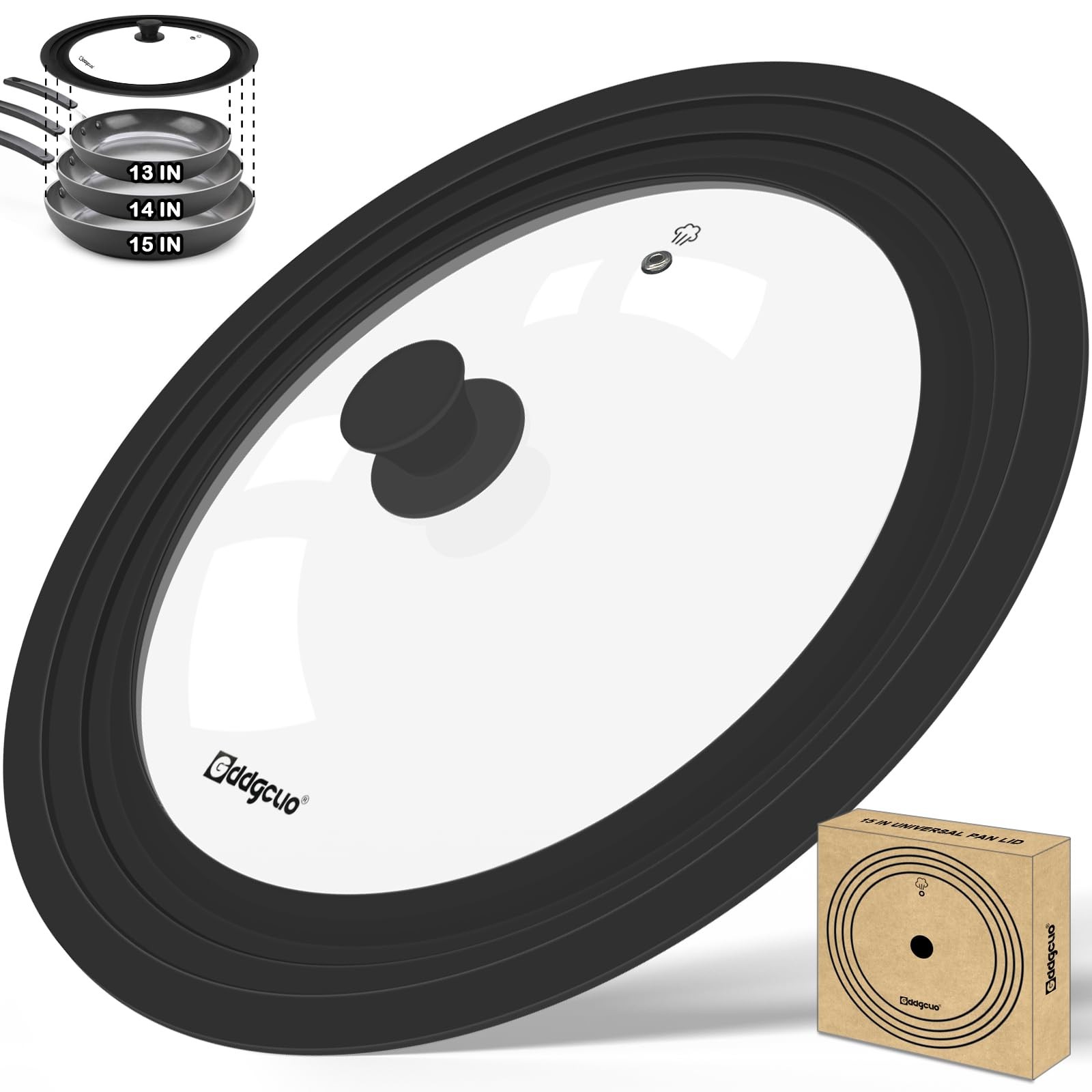 GDDGCUO 13-14-15 in Universal Pan Lid, Extra Large 13''-14''-15'', Black 