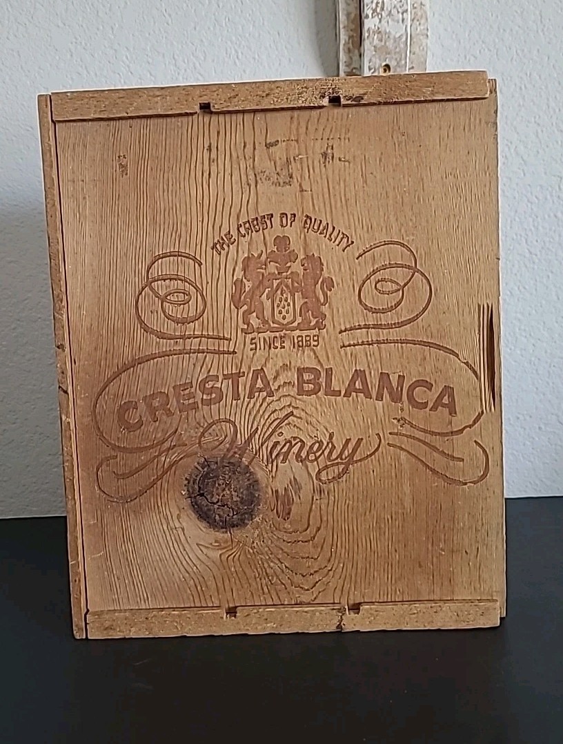 Vintage Cresta Blanca Winery Wine Crate / 3 Bottle 13.5 inch