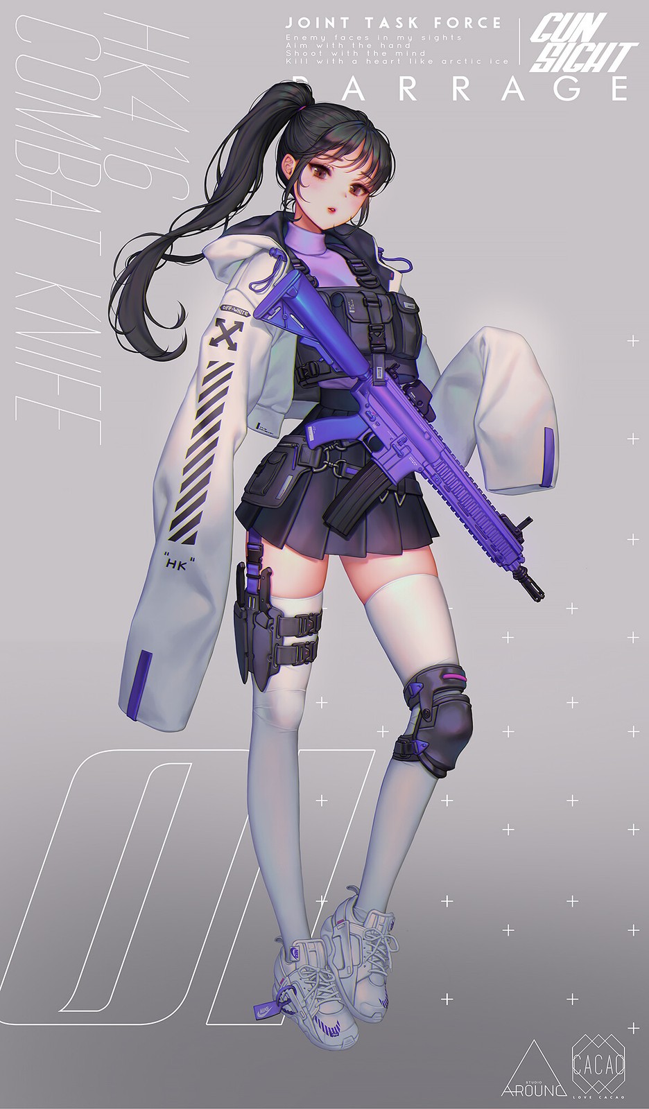Anime girls art 2d portrait display lovecacao weapon Custom Gaming 11x17 Poster