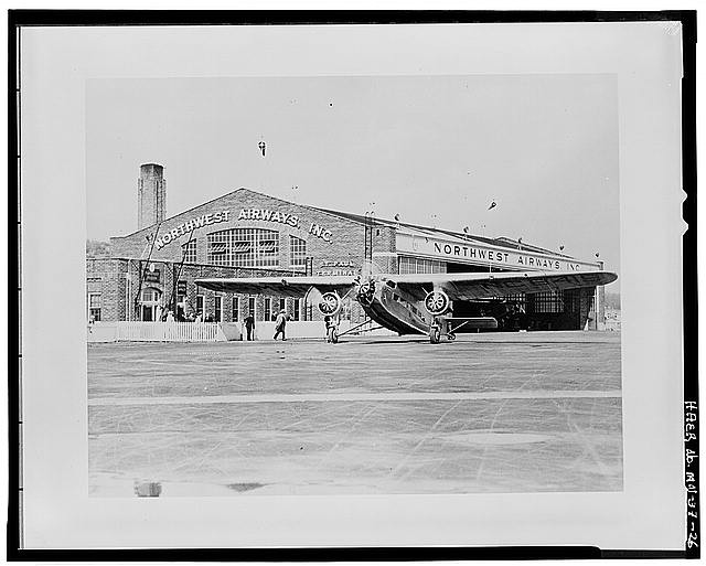 Photo:Saint Paul Minnesota 1930 Northwest Airways Hangar Airplane Airport