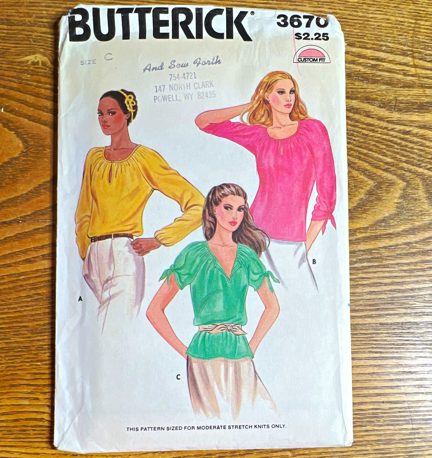 Butterick Vintage Original 3670 Women’s Blouse Sewing Pattern Size C