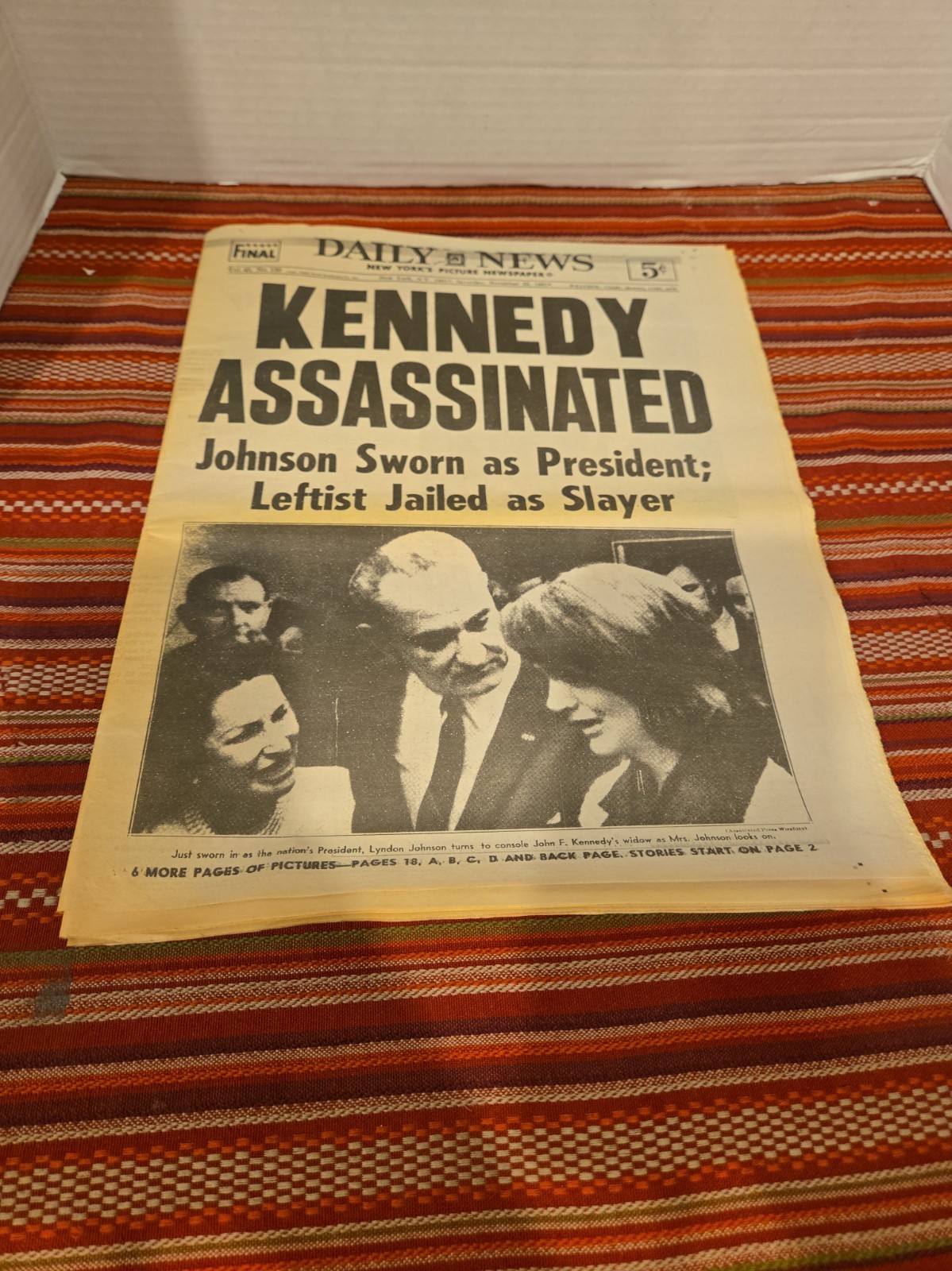1963 Daily News JFK Assassination Newspaper November 23 1963 Original NYC GCond.