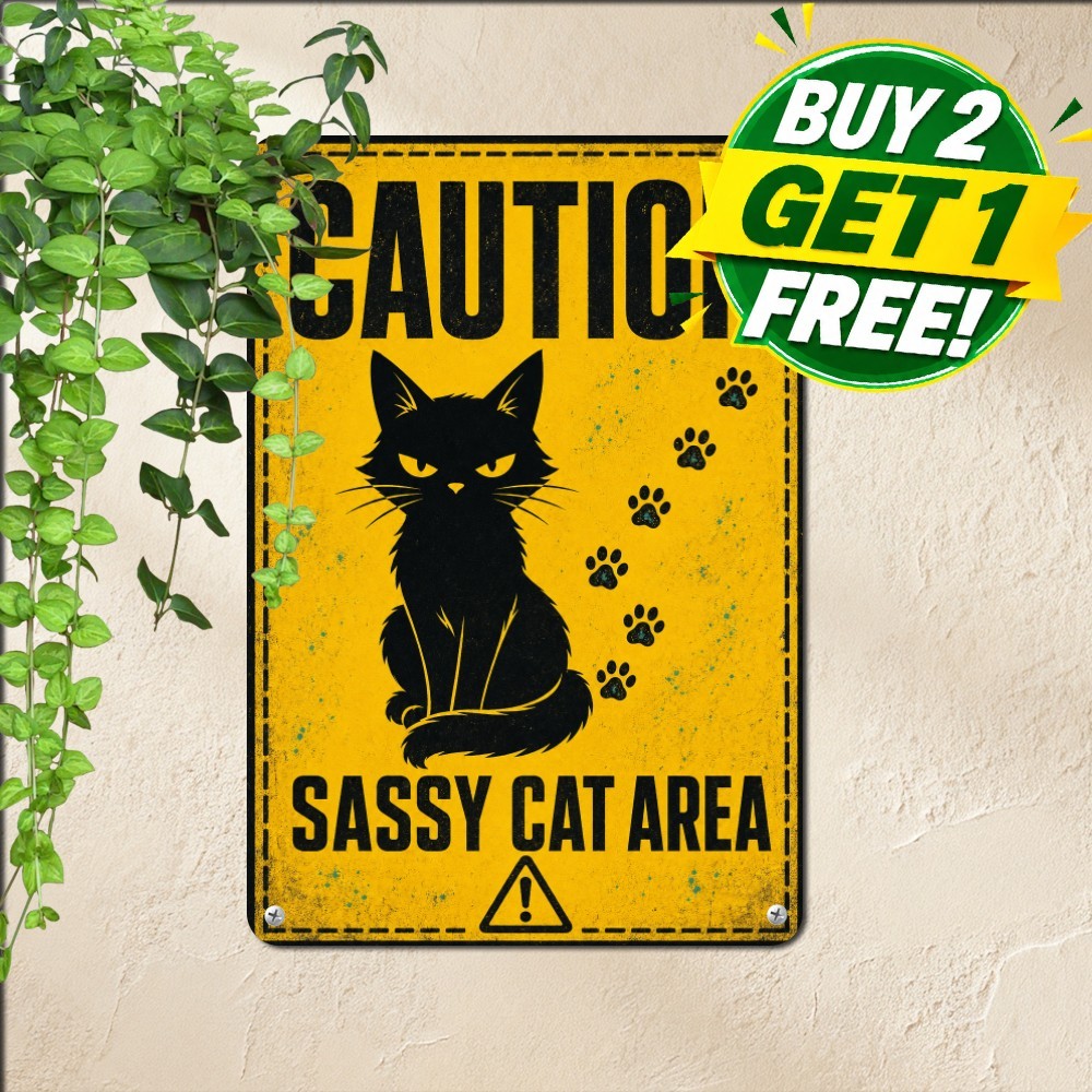 Funny Psycho Cat Zone Farm Kitchen Pet Humor Decor Retro Metal Tin Sign 8x12