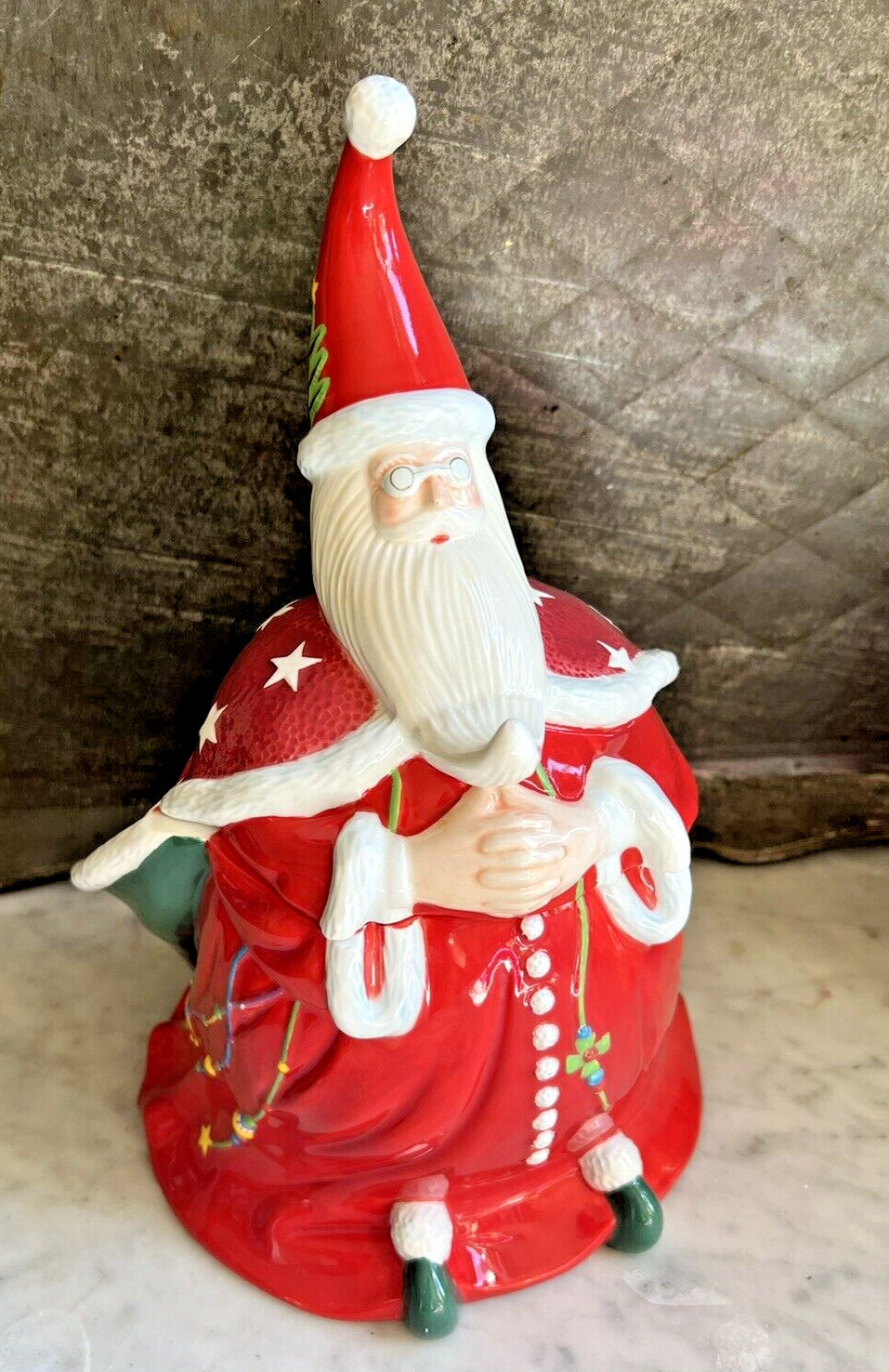 RARE WOW 2001  Mary Engelbreit 13” Large Santa Claus Ceramic Cookie Jar ME Ink