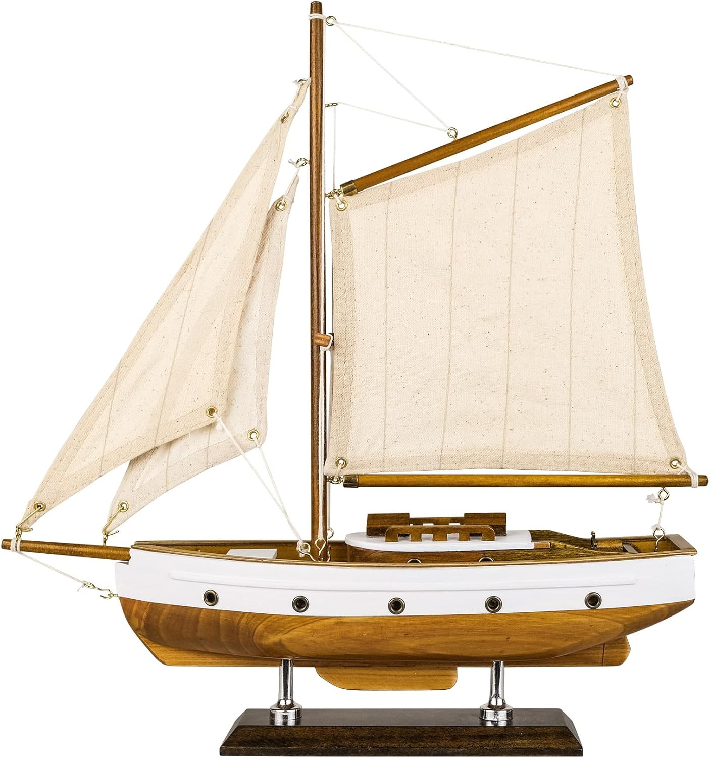 SAILINGSTORY Wooden Sailboat Decor Sail Boat Model Ship Sailing Yacht for Home D