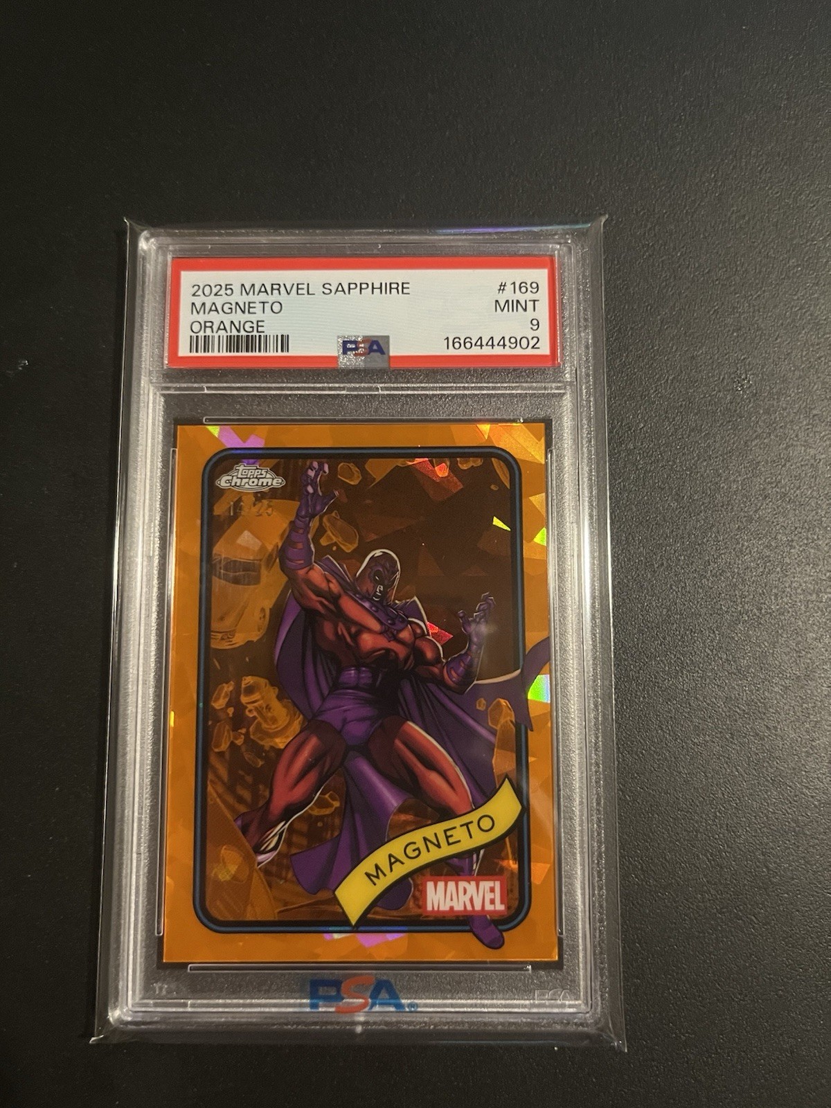 2025 Topps Chrome Marvel Magneto #169 Orange Refractor /25 PSA 9 2025 Topps Chrome Marvel Magneto #169 Orange Refractor /25 PSA 9
