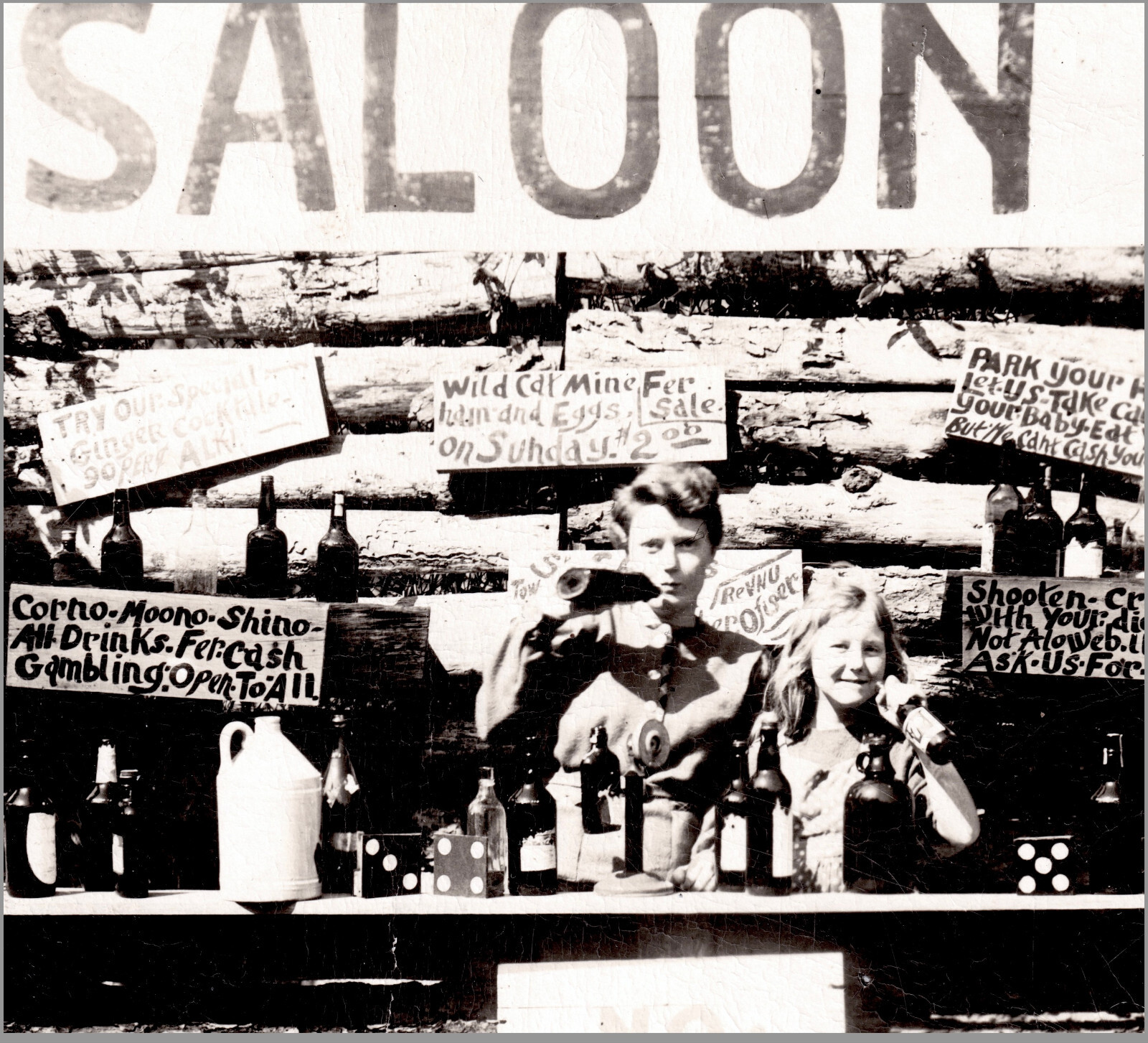 Saloon Girl Jugs Bar Bottle Happy Hollow Hot Springs Arkansas Park RPPC postcard