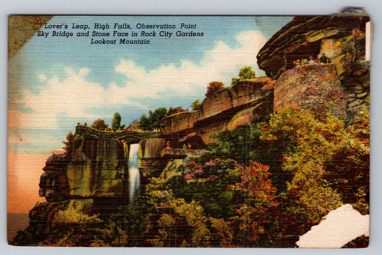 c1940s Lookout Mountain TN Rock City Gardens Lover\'s Leap Postcard