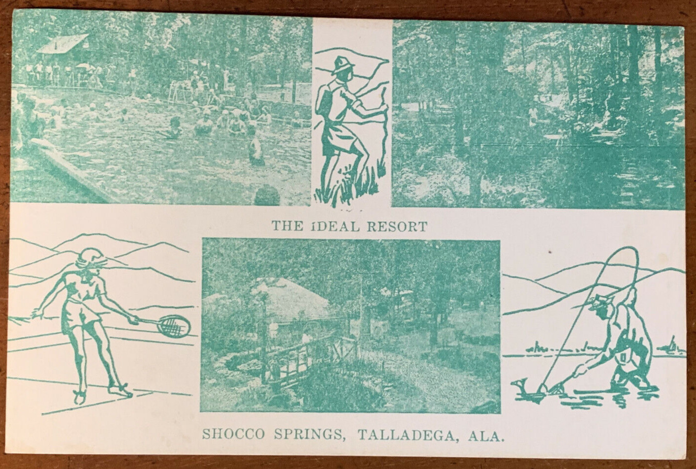 Alabama AL Talladega, Shocco Springs Resort, Swimming Tennis Fishing, ca 1940 PC