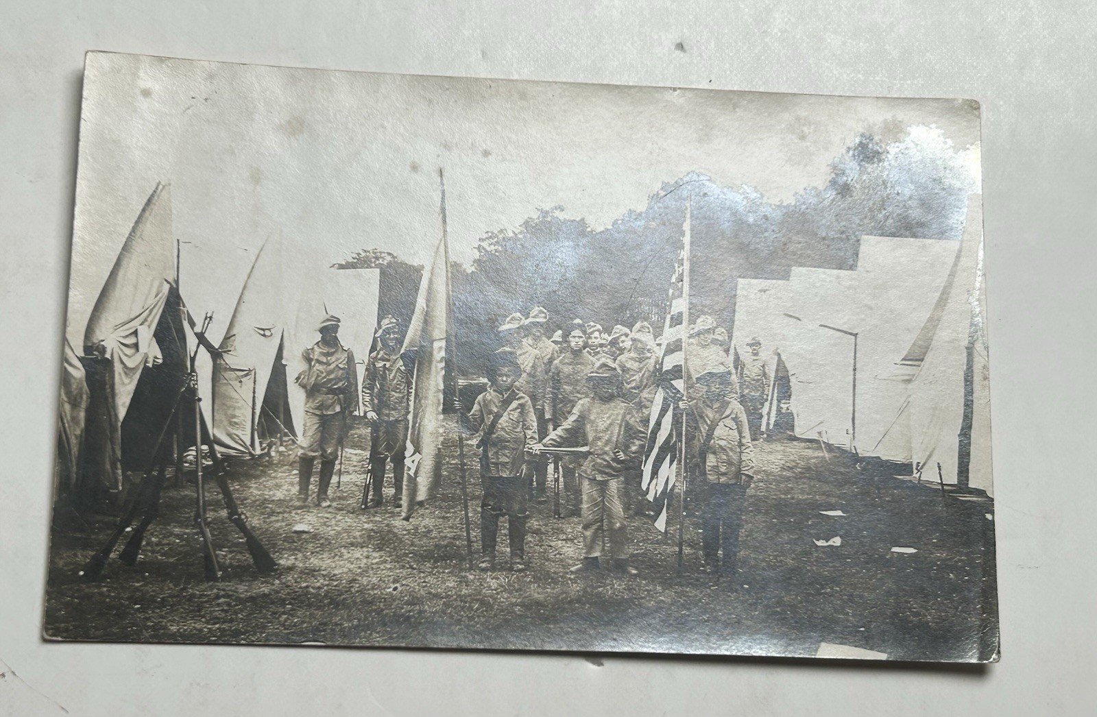 RPPC Postcard Boy Scout Camp Treasure Island Point Pleasant Bucks County PA