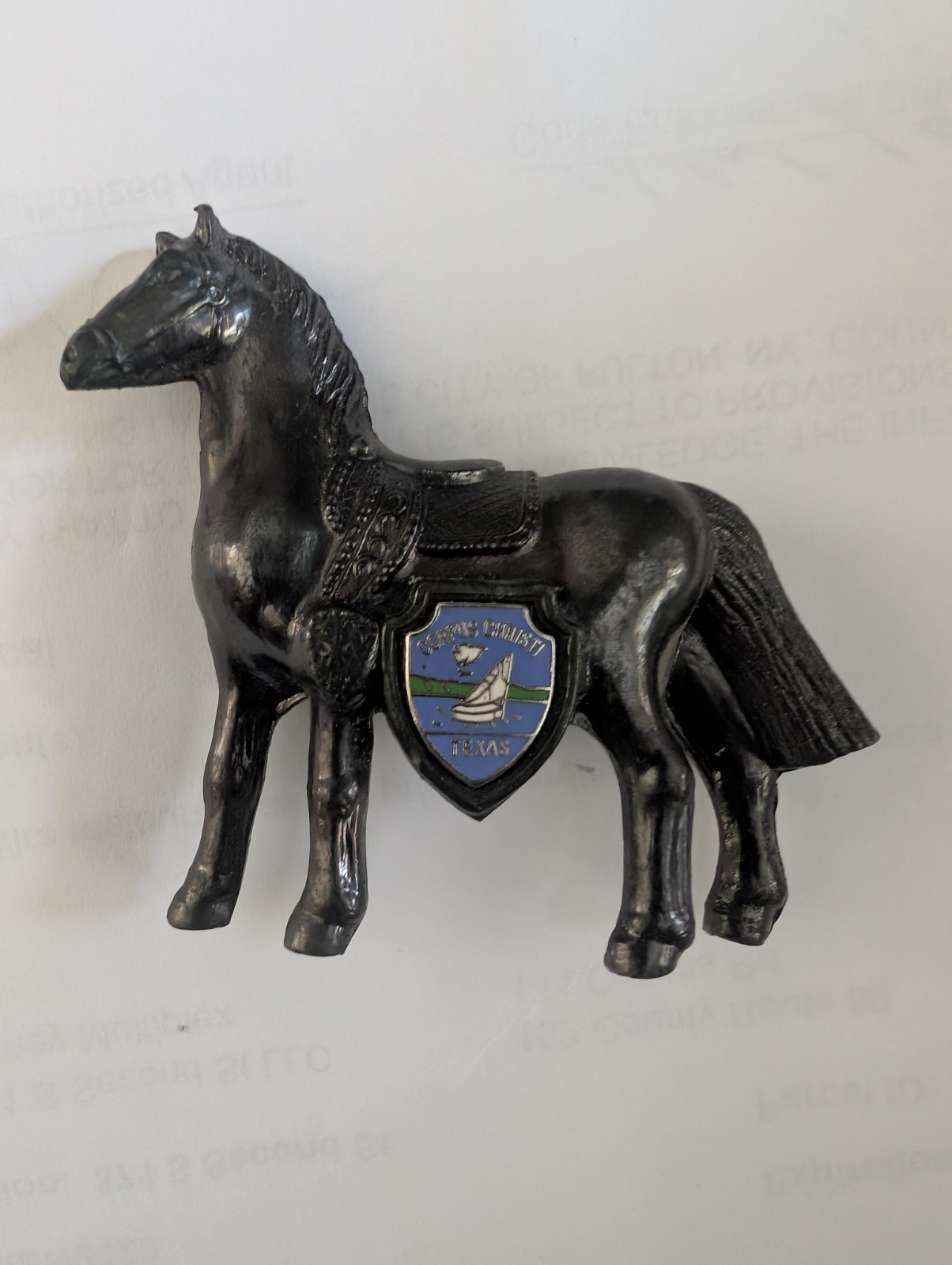 Vintage Souvenir Horse Mini Figure Bronze Metal Corpus Cristi Texas Japan Sail