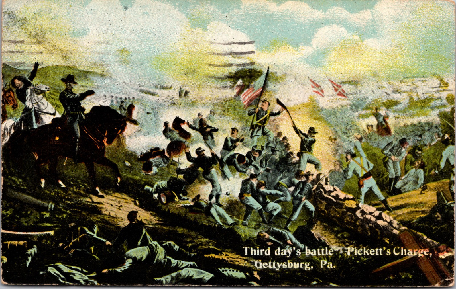 Gettysburg PA Pickett’s Charge Postcard 1924 Battle of Gettysburg A.C.B. & Co.