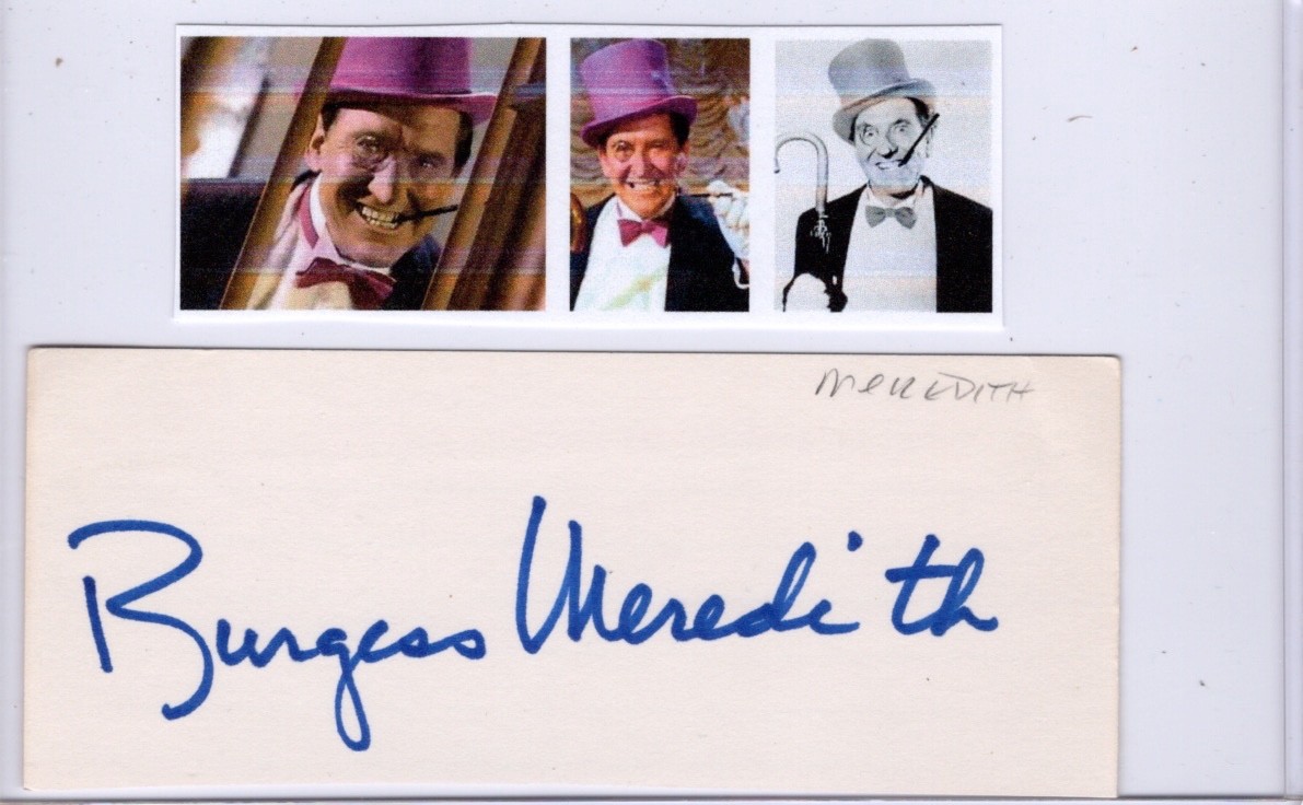 Burgess Meredith signed card  Penguin  on Batman