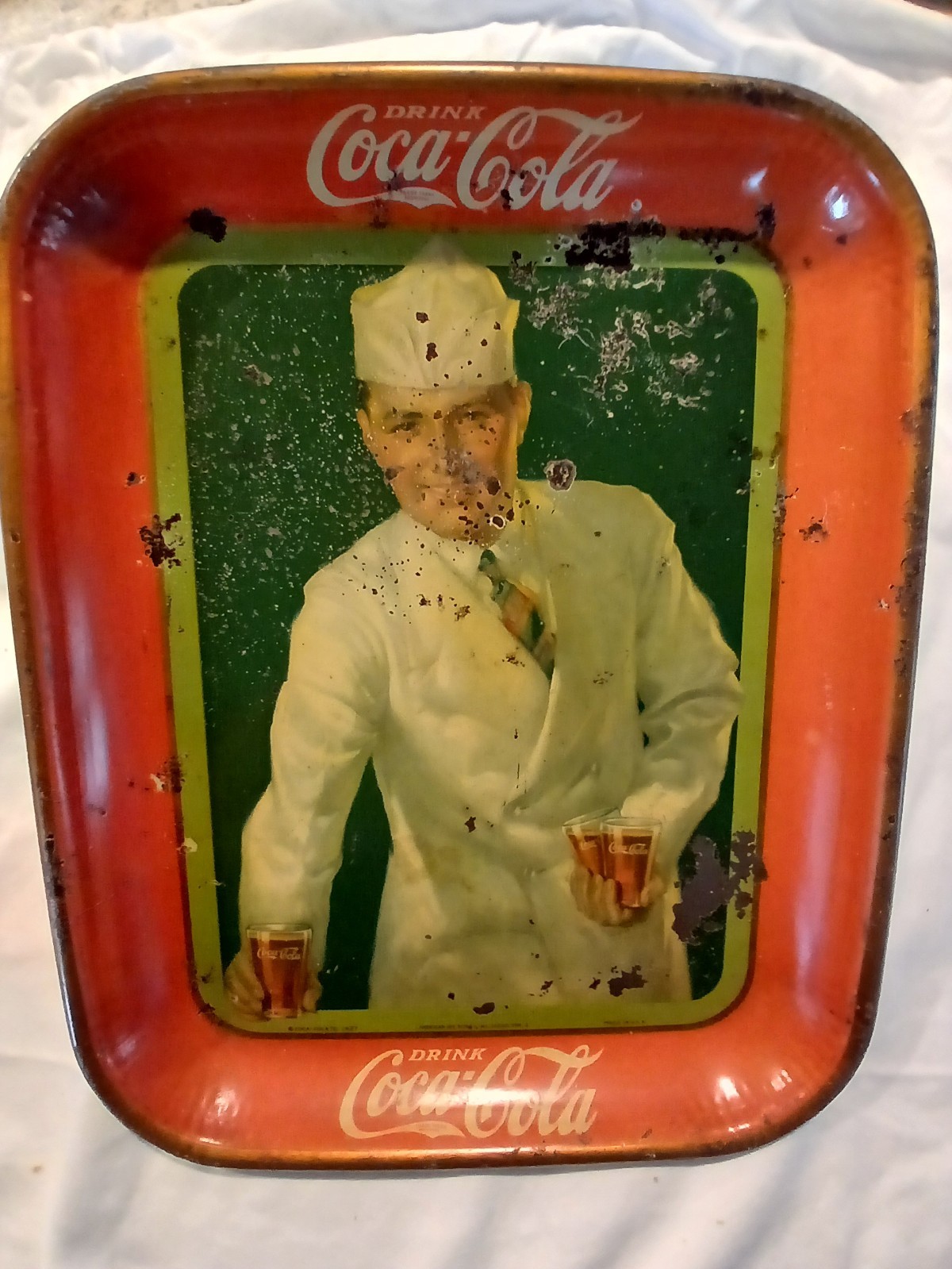 1927 Coca-Cola Soda Jerk Serving Tray American Art Works Original Vintage Coke