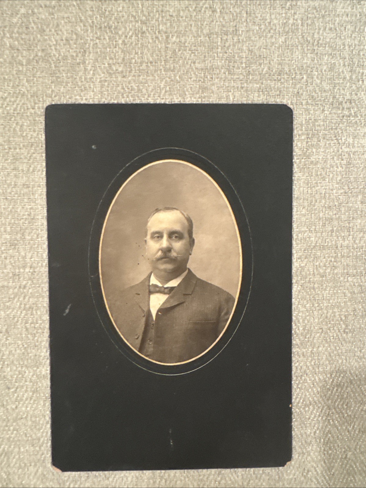 Antique Cabinet Card Portrait of Mustached Man, Circa 1890s–Early 1900s