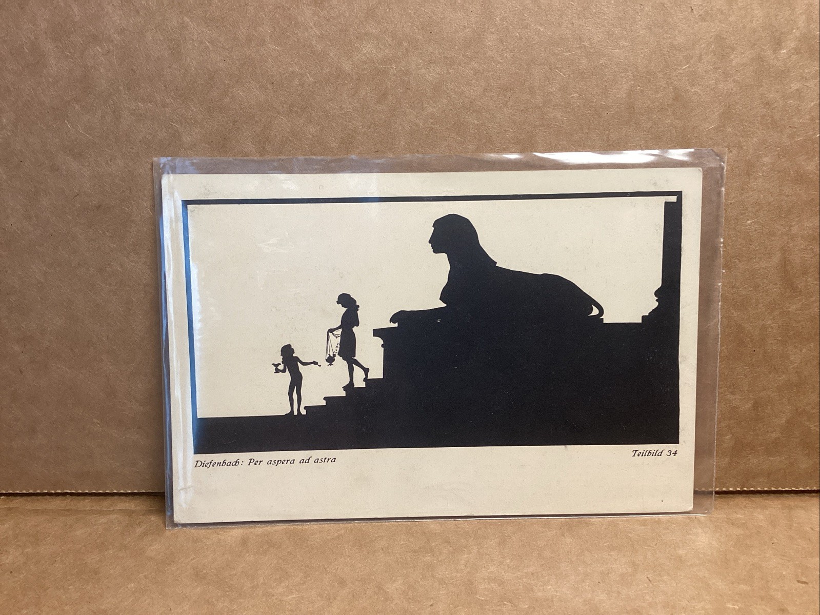 Incredible Antique Postcard Silhouette German Sphinx Temple Worship C.1915 Incredible Antique Postcard Silhouette German Sphinx Temple Worship C.1915