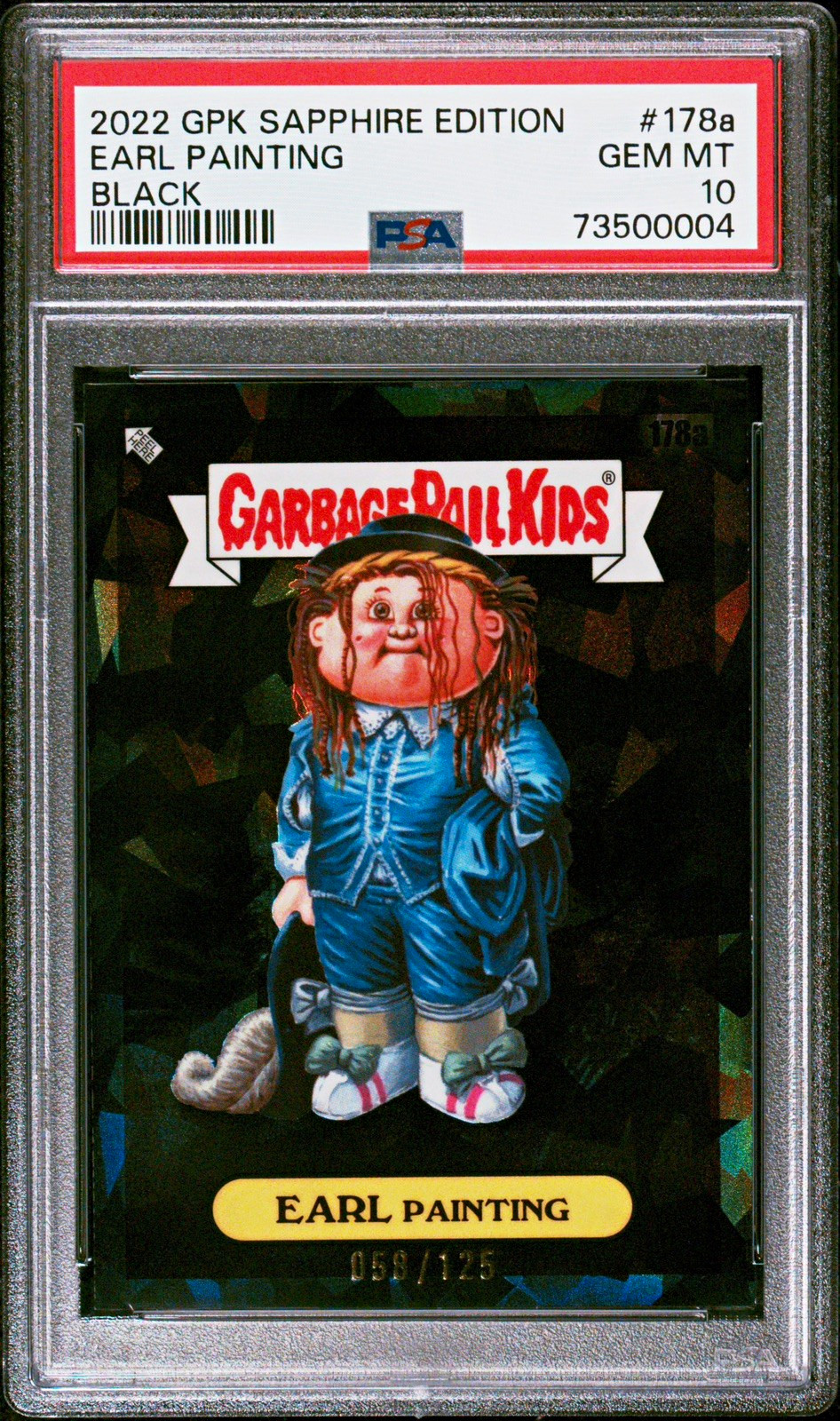 2022 GARBAGE PAIL KIDS SAPPHIRE EARL PAINTING BLACK /125 #178A PSA 10 POP 1
