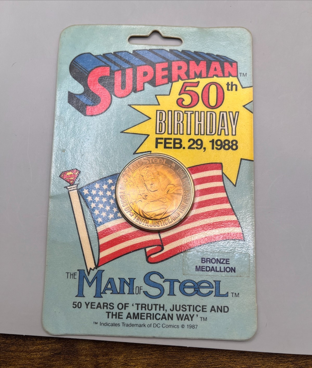1987 Superman 50th Birthday Bronze Medallion - NEW