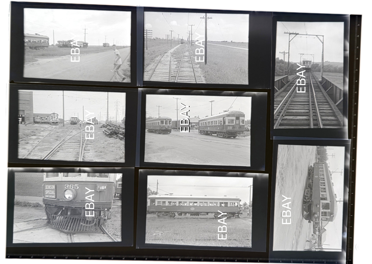 C. 1940s Texas Electric Railway Photo Negative Lot of 8 Assorted Scenes