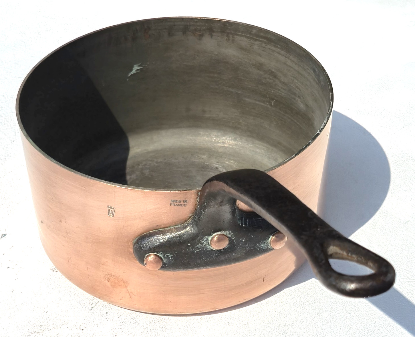 Vintage 8.1inch French Copper Saucepan Toque Chef Matfer Tin Lining 2mm 5.5lbs