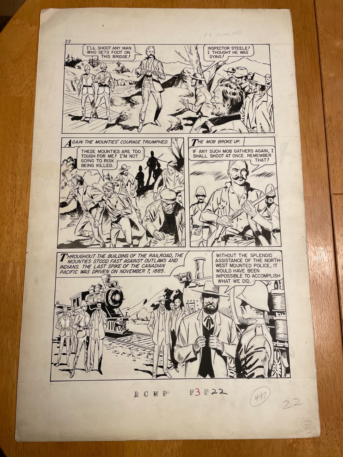 CLASSICS ILLUSTRATED #150 comic art MOUNTED POLICE RAILROAD RIFLES MOB 1959