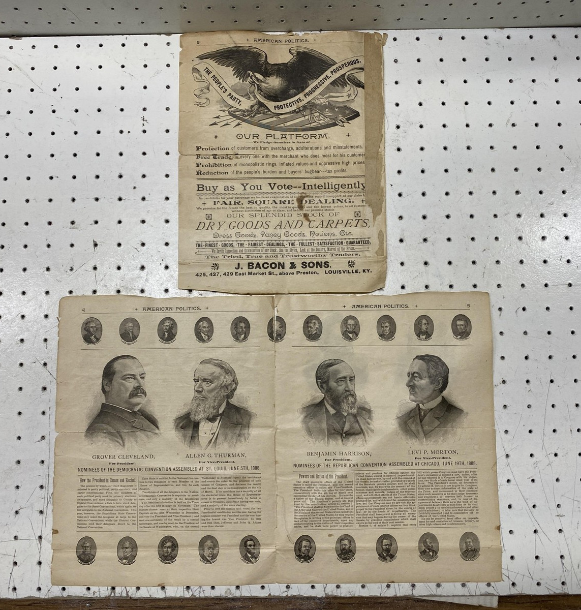 Vintage American Politics 1888 Presidential Campaign Guide Booklet Pages Posters