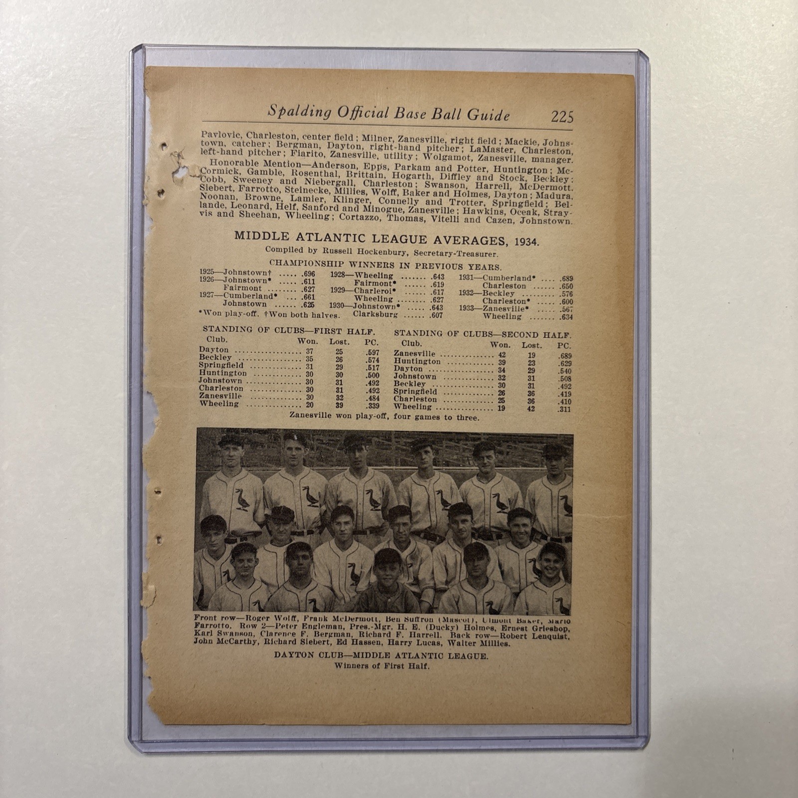 1934 Dayton OH Baseball Team Picture Rare Antique Ohio League Champion