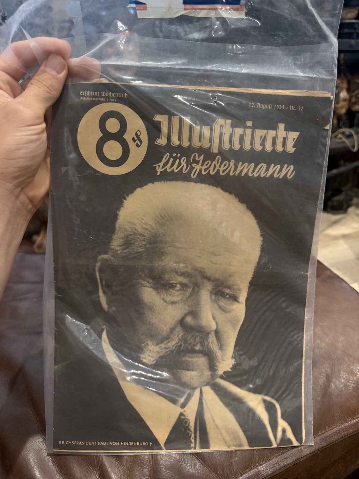 Rare Magazine Chancellor Hindenburg 1934 Death Bed Third Reich 