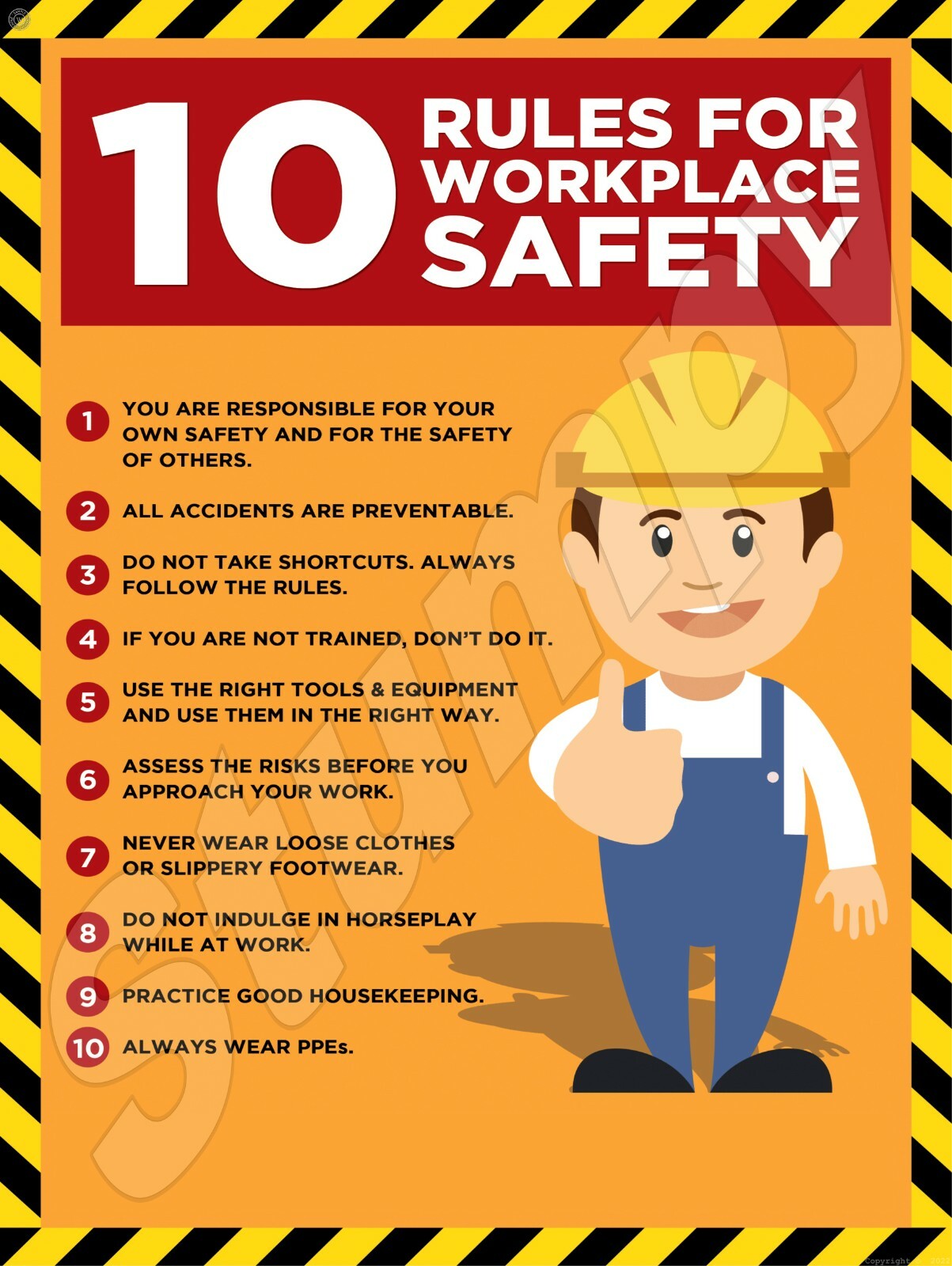 10 Rules For Workplace Safety Metal Sign 9