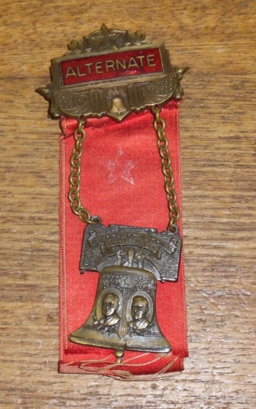 Bastian Bro 1936 Democratic National Convention Ribbon Medal Phila. Alternate