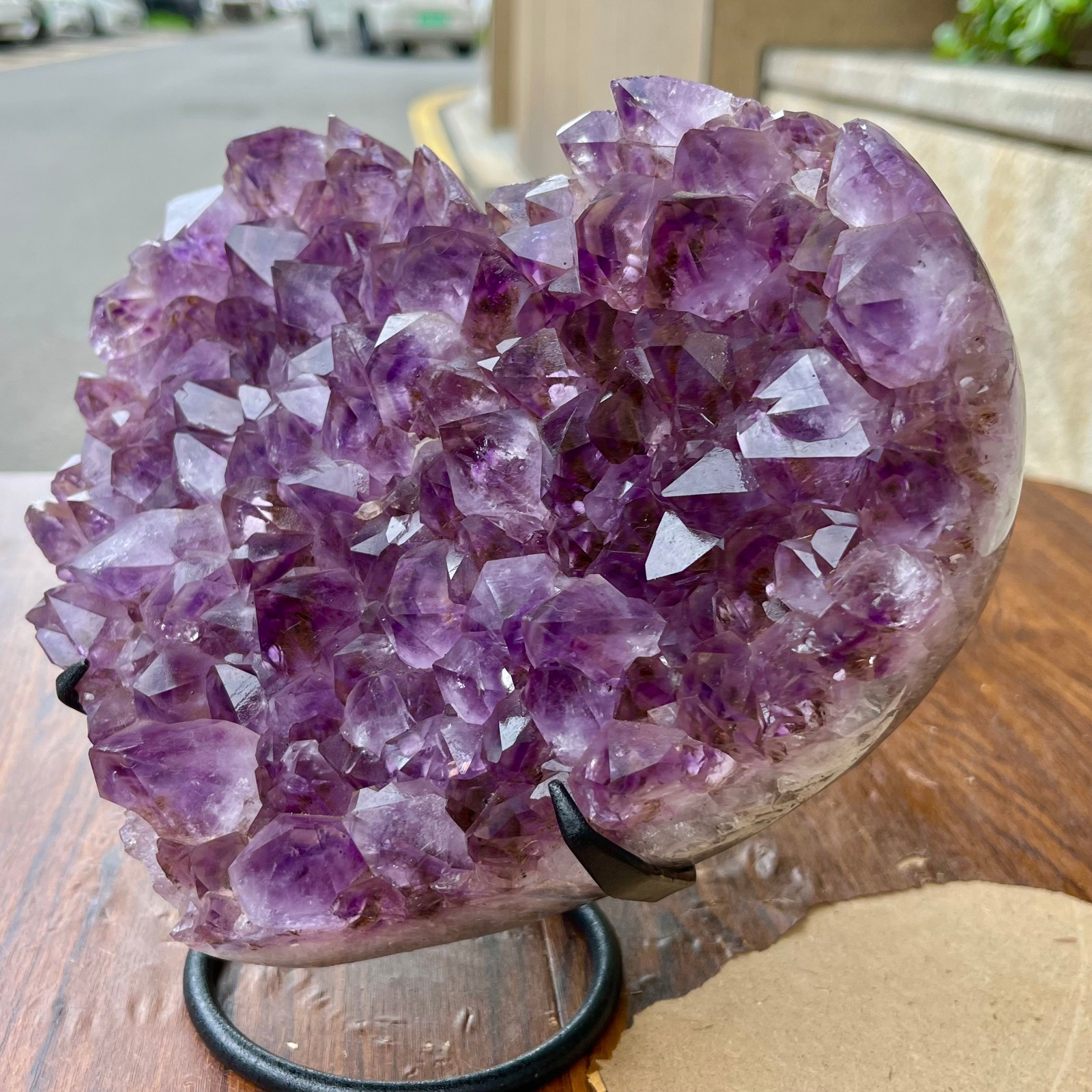 7.2LB  Natural high-quality amethyst quartz crystal love decoration+bracket