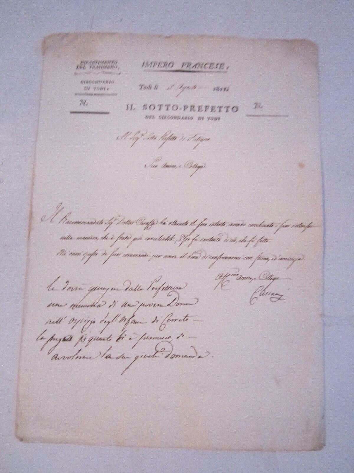 ANTIQUE 1811 FRENCH DOCUMENT LETTER - SPECTACULAR WRITINGS - OFC-2